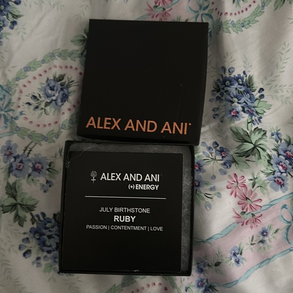 ALEX AND ANI Gold July Birthstone Charm Bangle - Ruby Colour Bracelet - Picture 8 of 8